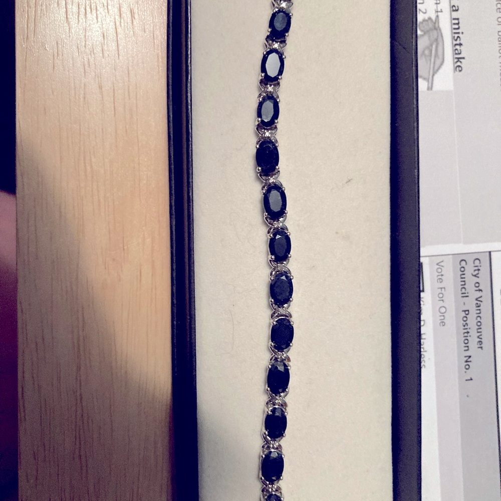 Sterling with sapphire with diamonds